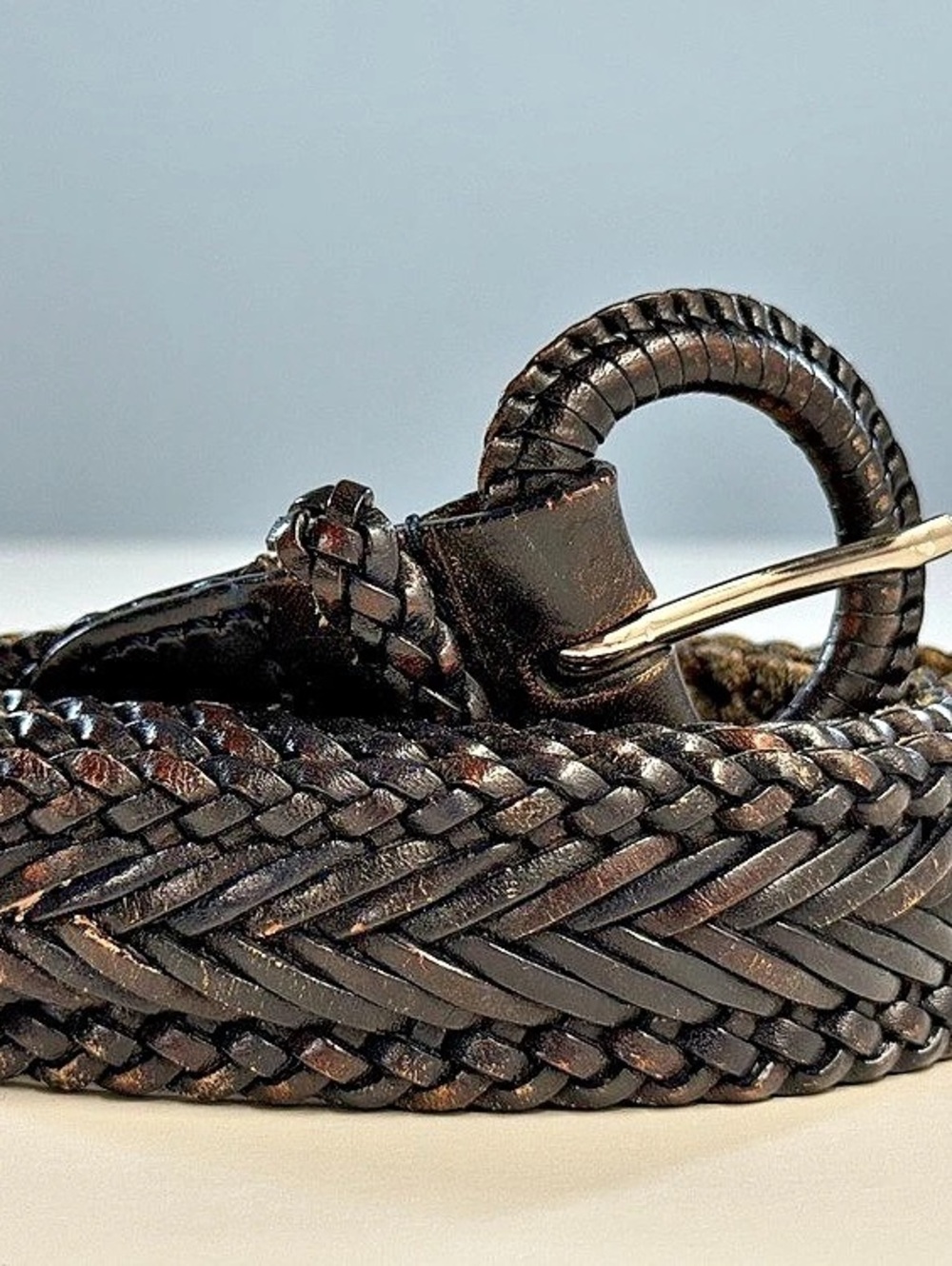 Talbots Braided Leather Belt in Black & Brown